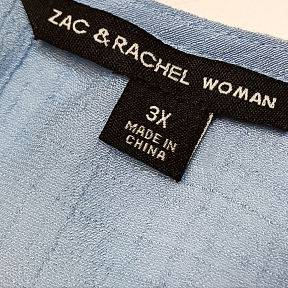 Zac & Rachel | Della Robia Blue with White Lace Sleeveless Top | Size 3X - Picture 4 of 4